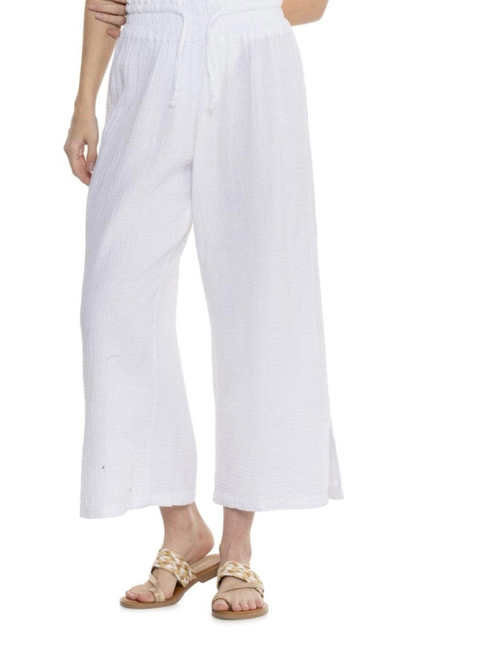 4OUR Dreamers Gauze Drawstring Waist Cropped Cover-Up Pants Size Large NWT